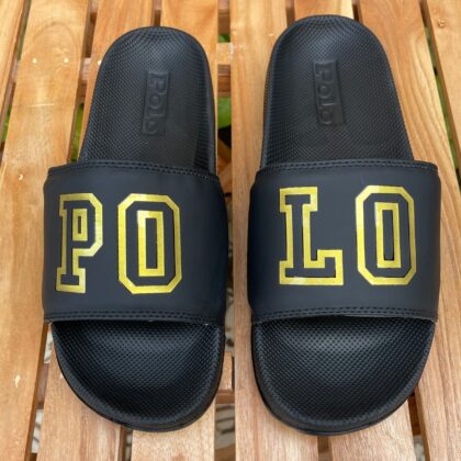 New Premium Quality Polo Slipper Black Golden