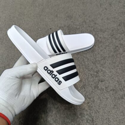 Adidas Three Strip Slipper  white