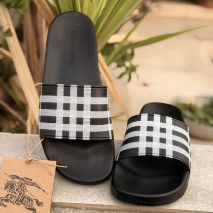 Premium Quality Burberry  Slipper -Black white