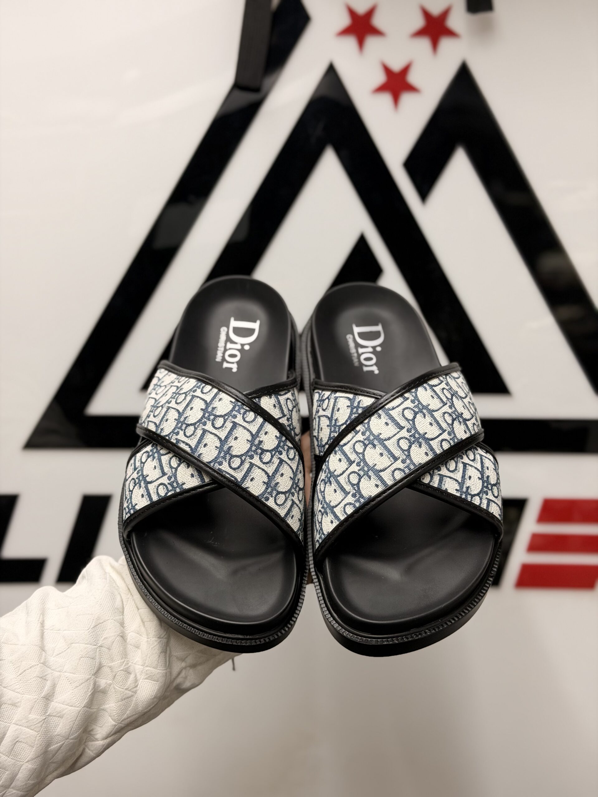 Premium Quality Dior Slipper -Black white - Image 2