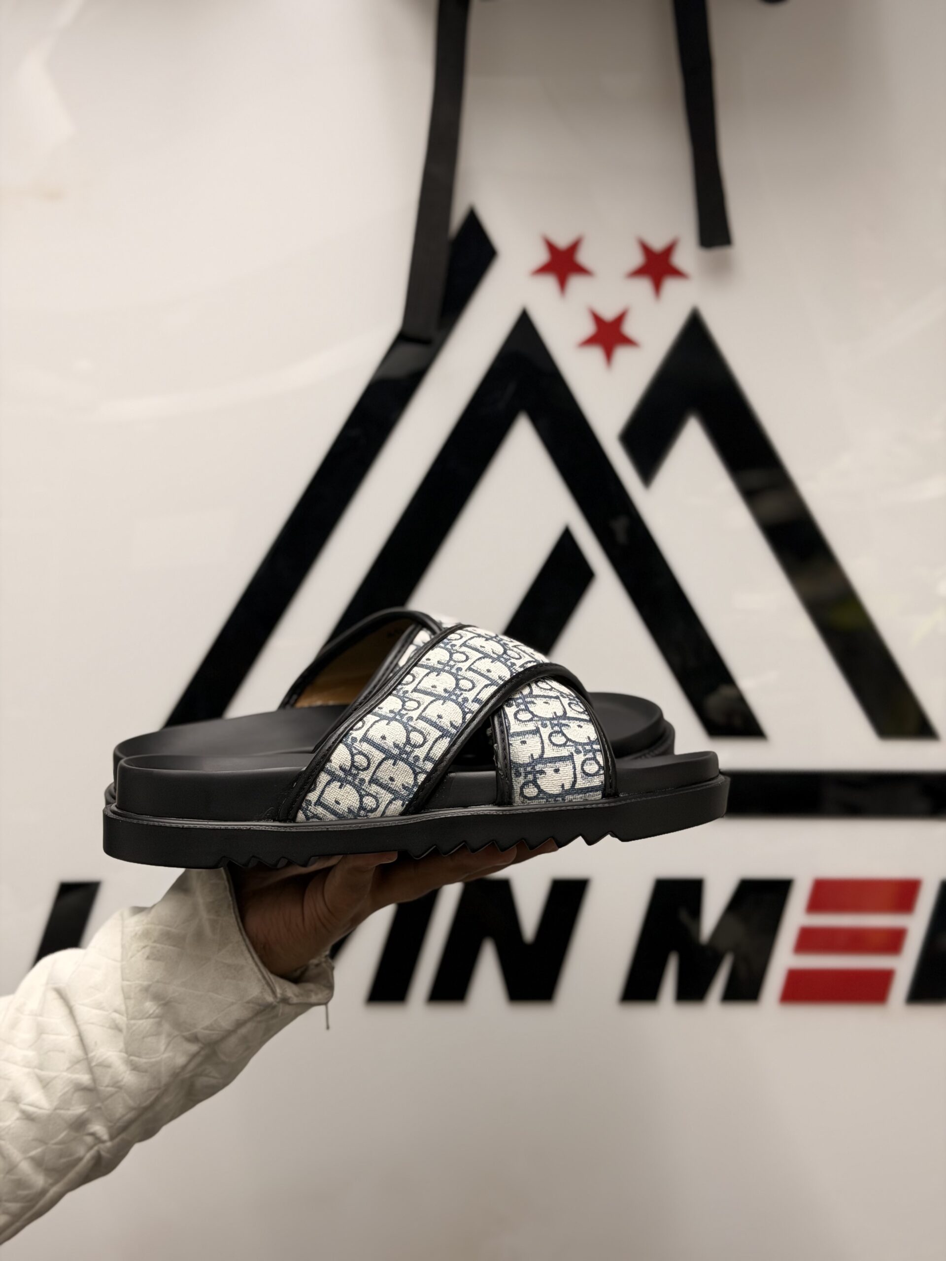 Premium Quality Dior Slipper -Black white - Image 4