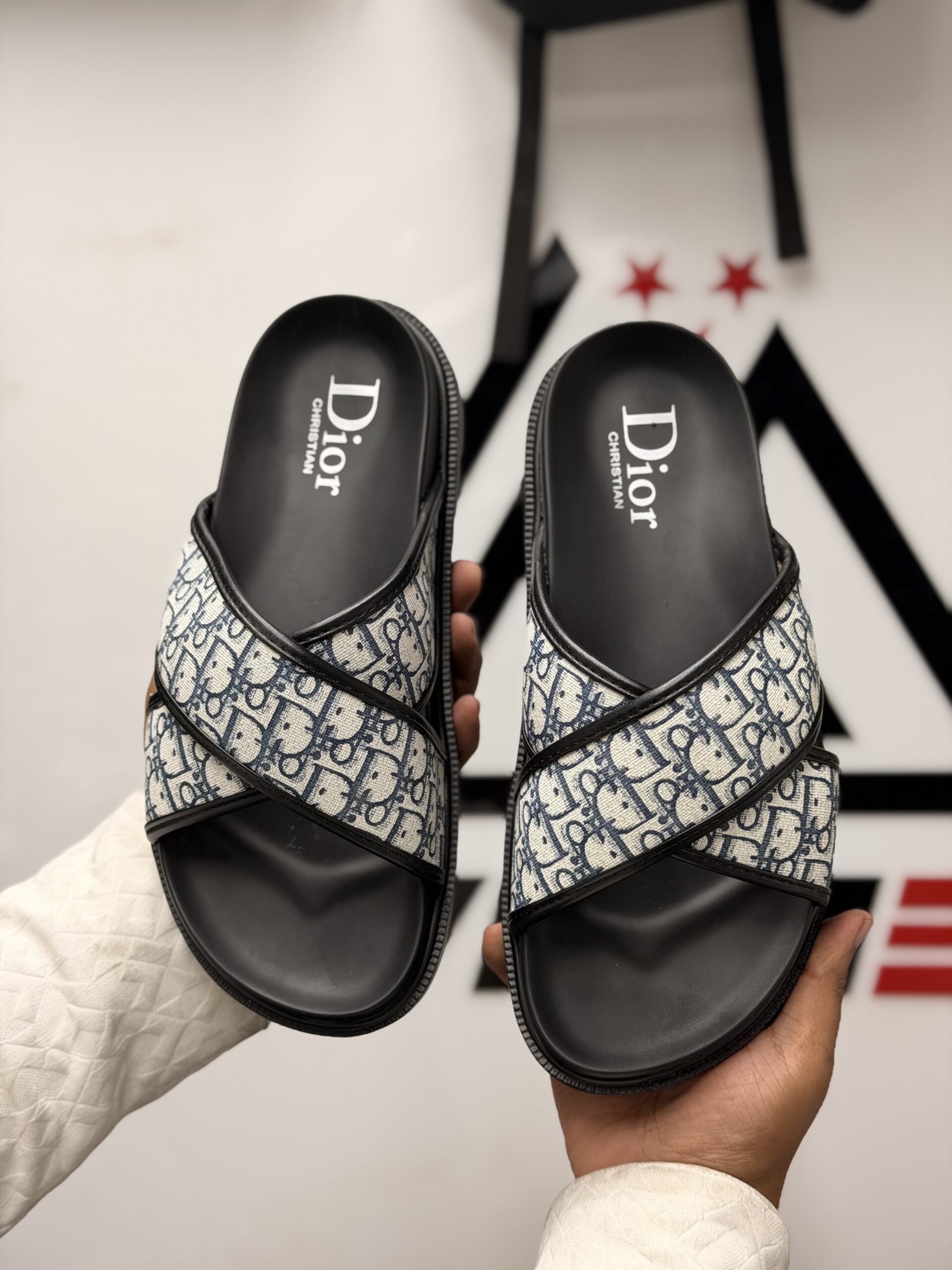 Premium Quality Dior Slipper -Black white