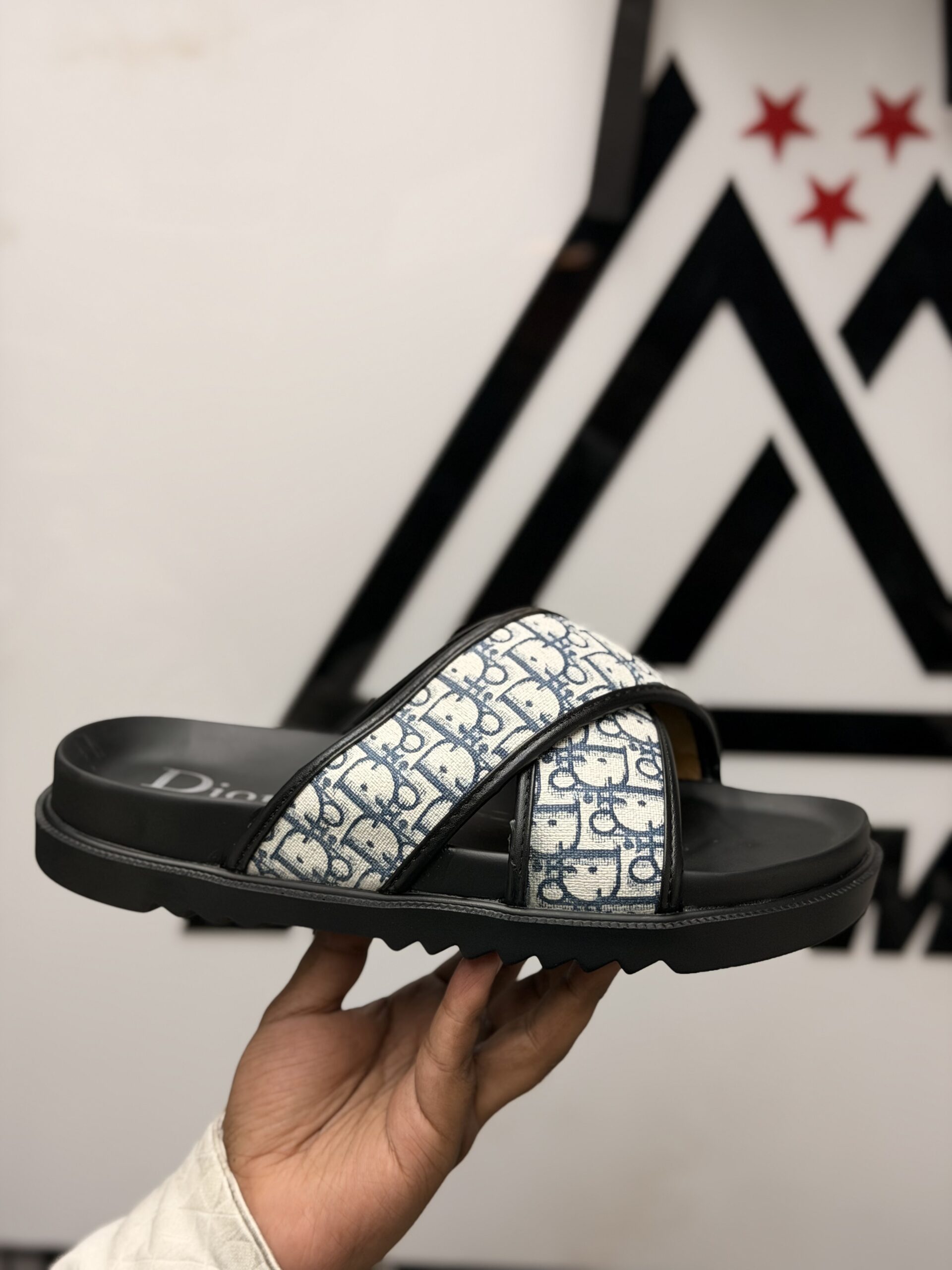 Premium Quality Dior Slipper -Black white - Image 3